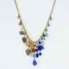 Collier perle bleu/brun
