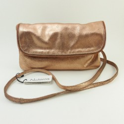 Bandouliére pochette Naterra cuir rosé