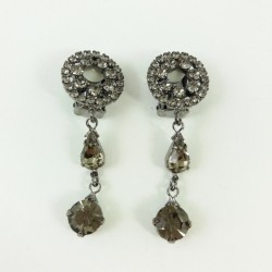 Clip cristal de swarovski gris/kaki