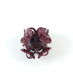 Bague fleur rouge vin Camille Lescure