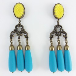 Boucle d'oreille jaune/bleu Julie sion