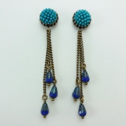 Boucle d'oreille longue bleu Julie Sion