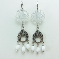 Boucle d'oreille pampille blanc Pia Louise