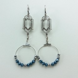 Boucle d'oreille filigrane argent bleu Pia louise