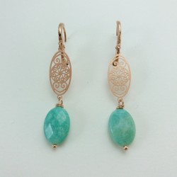Boucle d'oreille amazonite / or rose Pia Louise