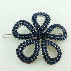 Barrette grande fleur bleu montana