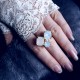 Bague strass et pierre white opal