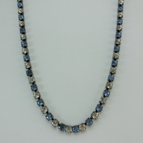 Ras de cou strass cristal/bleu