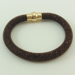 Bracelet résille tubulaire marron