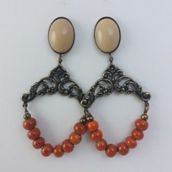 Boucle d'oreille beige/orange Julie Sion