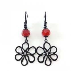 Boucle d'oreille fleur noir Pia Louise