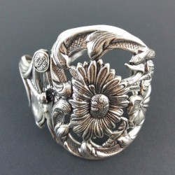 Bracelet manchette Iris et fleur argent