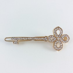 Barrette clé strass argent/gold