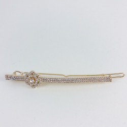 Barrette strass fleur cristal gold