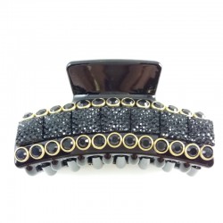 Pince strass noir/gold