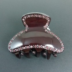 Pince crabe acrylique strass bordeau