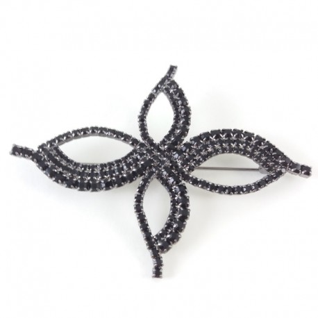 Broche grande feuille noire