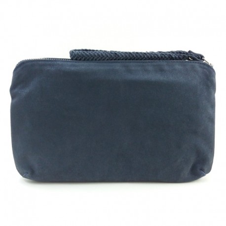 Pochette trousse cuir bleu Naterra