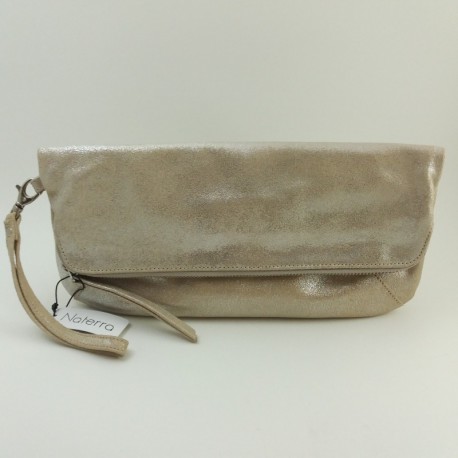 Pochette cuir argent Naterra