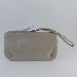 Pochette trousse cuir argent Naterra