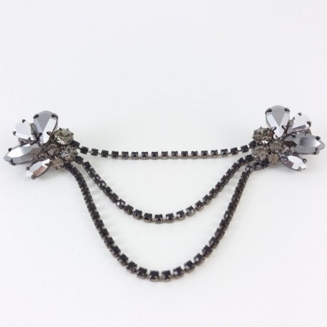 Double pin's swarovski serti hématite/ noir