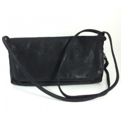 Bandoulière pochette cuir irisé graphite Naterra