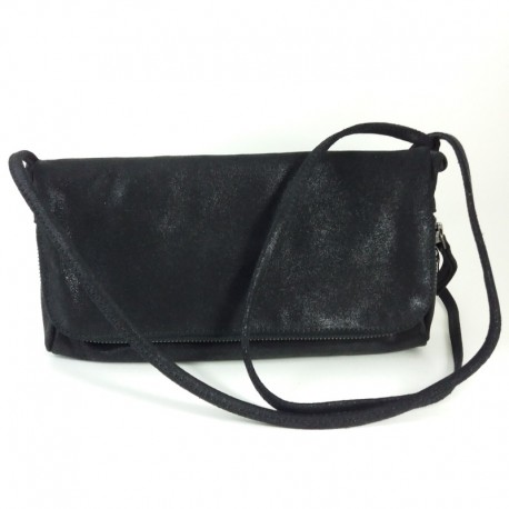 Bandouliére pochette cuir irisé graphite Naterra