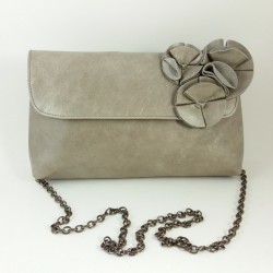 Bandoulière pochette cuir taupe