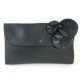 Bandoulière pochette cuir noir lisse