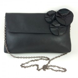 Bandoulière pochette cuir noir lisse