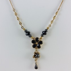 Collier fleur noir/gold